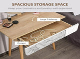 Dressing Table with Drawer and Mirror height adjustable Wooden Oak Color Bedroom Dressing Room T3398P344161