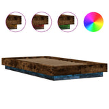 Bed Frame with LED Lights without Mattress Smoked Oak 100x200cm 3281116