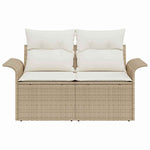 Garden Sofa with Cushion Beige 141 x 62 x 69cm Poly Rattan 42006706