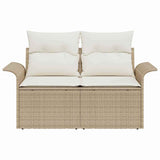 Garden Sofa with Cushion Beige 141 x 62 x 69cm Poly Rattan 42006706