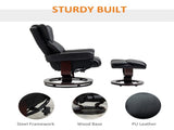 360&deg Swivel Recliner Chair with Footstool, PU Leather Manual Recliner Armchair with Solid Wood T3398P343496