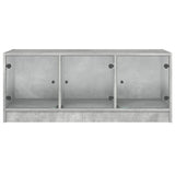 Coffee Table with Glass Doors Concrete Grey 102x50x42 cm 836416
