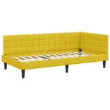 Corner Bed Frame with Headboard Yellow 90 cm x 200 cm Velvet 42016434