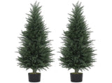 Set of 2 Decorative Artificial Plant, 120 cm Cypress Tree with 638 Leaves in Pot, UV-Resistant T3398P343002