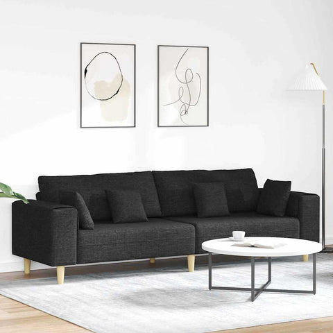 Fabric Sofa with Cushion Black 208 cm Fabric 3335145