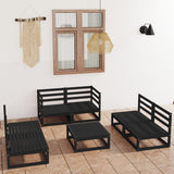 7 Piece Garden Lounge Set Black Solid Pinewood 3075418