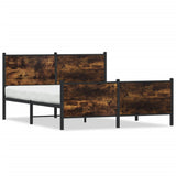 Metal Bed Frame without Mattress Smoked Oak 140x190 cm 3301351