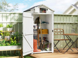 Small Shed, Tall Slim Wooden Garden Shed with 3 Removable Shelves and Roof Hatch, Compact Outdoor T3398P549450