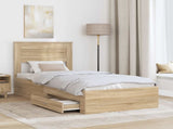 Bed Frame with Drawer Sonoma Oak 100 x 200 cm Engineered Wood 3410021