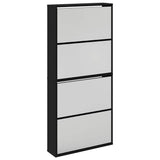 Shoe Cabinet with Mirror 4-Layer Black 63x17x134 cm 3228274