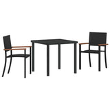 Garden Dining Set 3 pcs Black Powder-Coated Steel 3379415