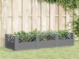Garden Planter with Pegs Light Grey 123.5x43.5x43.5 cm PP 368018