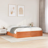 Bed Frame without Mattress Wax Brown 200x200 cm Solid Wood Pine 3282365