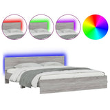 Bed Frame Grey Sonoma Engineered wood, Plywood slats 200 x 200 cm 3207586