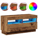 TV Cabinet with LED Lights Old Wood 80x35x40 cm Engineered Wood 856357