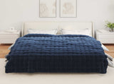 Anti-Slip Faux Rabbit Fur Blanket Olite Marine Blue Polyester 42021828