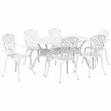Garden Dining Set 7 pcs White Aluminium 3334682