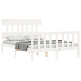Bed Frame without Mattress White Small Double Solid Wood Pine 3193307