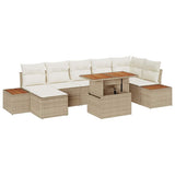 Garden Sofa Set with Storage 8 pcs Beige Poly rattan 3358830