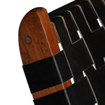 Folding Chair Crossed-Stripe Black Real Leather 246366