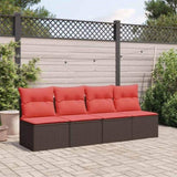 Garden Sofa with Cushion Brown 220 x 62 x 69 cm Poly Rattan 366228