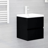 Sink Cabinet with Built-in Basin Black Engineered Wood 3071532