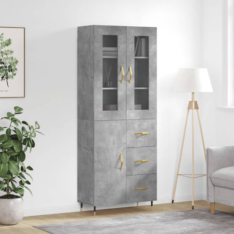 Highboard Concrete Grey 69.5x34x180 cm Engineered Wood 3198453