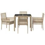 Garden Dining Set 5 pcs Beige Poly rattan 3334888