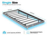 90cm190cm Grey Floating Single Bed Frame with LED Lights, Metal Platform Bed with Underbed Storage, T6135P516183