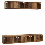TV Cabinet Set Wall-mounted 5 pcs Old Wood Engineered Wood 3393213