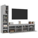 4 Piece TV Wall Units with LED Grey Sonoma Engineered Wood 3216716
