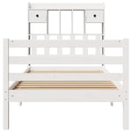 ZNTS Bookcase Bed without Mattress White 90x190 cm Single Solid Wood Pine 3321925