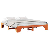Bed Frame Wax Brown 200 x 200 cm Solid Pine Wood 872934