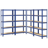5-Layer Storage Shelves 4 pcs Blue Steel&Engineered Wood 3307593