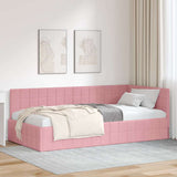 Corner Bed Frame with Headboard Pink 90 cm x 200 cm Velvet 42016391