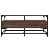 Coffee Table with Glass Top Brown Oak 98.5x50x45 cm Steel 846048