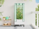 Garden Planter with Greenhouse Cover&Wheels White PP 3422933