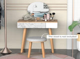 Dressing Table with Drawer and Mirror height adjustable Wooden Oak Color Bedroom Dressing Room T3398P344161