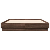Bed Frame with LED without Mattress Brown Oak 135x190 cm Double 3209820