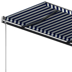 ZNTS Freestanding Manual Retractable Awning 350x250 cm Blue/White 3069716