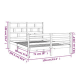 Bed Frame without Mattress White Solid Wood King Size 3101289