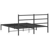 Metal Bed Frame without Mattress with Headboard Black 150x200cm 355367