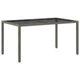 Garden Table 150x90x75 cm Tempered Glass and Poly Rattan Grey 316708