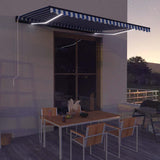 Manual Awning with Solar LED 4.5 x 3 m Blue and White Stripe 3051270