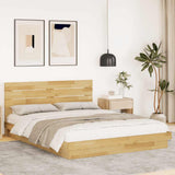 Bed Frame with Headboard without Mattress 140x200 cm Solid Wood Oak 3324138