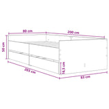 Bed Frame with Storage Smoked Oak 80 x 200 cm Engineered Wood 3429615