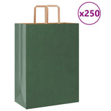 Paper Bags 250 pcs with Handles Green 32x17x44 cm 4101958