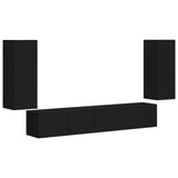 TV Cabinet Set 4 pcs Black Engineered Wood 3409160
