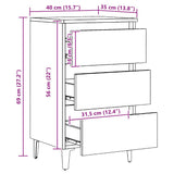 Bed Cabinet with Metal Legs Artisan Oak 40x35x69 cm 856426