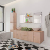 Nine Piece Bathroom Furniture and Basin Set Beige 272230